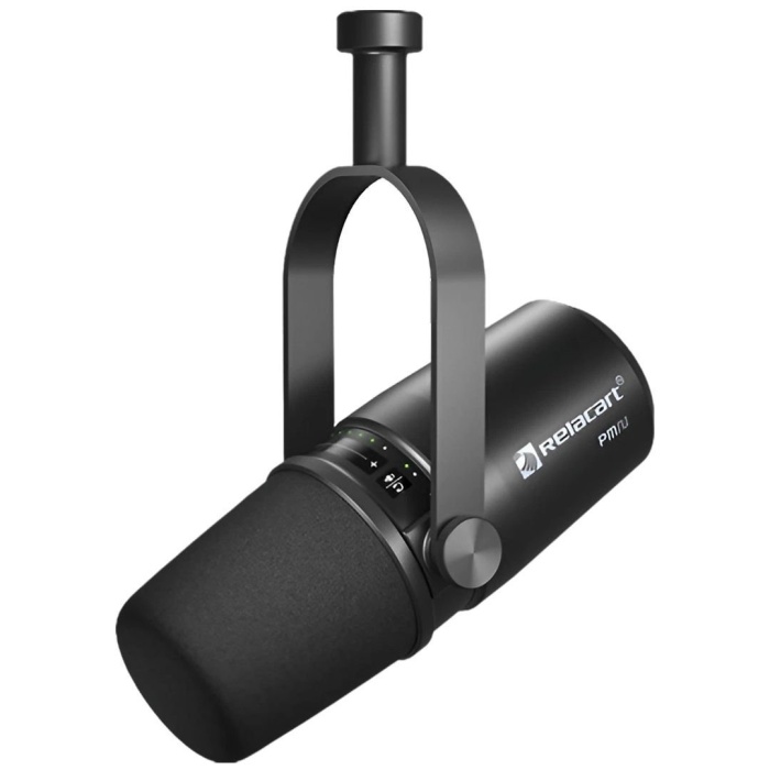 Relacart 12 0016 PM2 Dinamik Podcast Konferans Yayın Mikrofonu (Siyah) | USB-C ve XLR Çıkış Kardioid Yayın Sesi